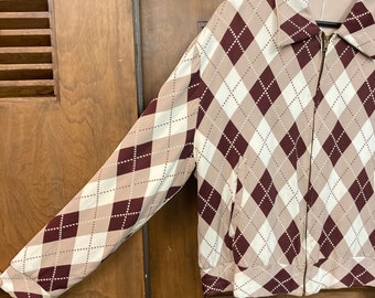 Vintage 1950's Argyle Diamond Harlequin Gabardine Reversible