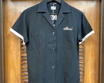 Vintage 1960's Jet Black Japan Souvenir Cotton Embroidery Bowling