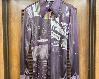 Vintage 1970's “nik Nik” Mod Glam Disco Pop Art Poly Shirt Vintage 1970's “nik Nik” Mod Glam Disco Pop Art Poly Shirt