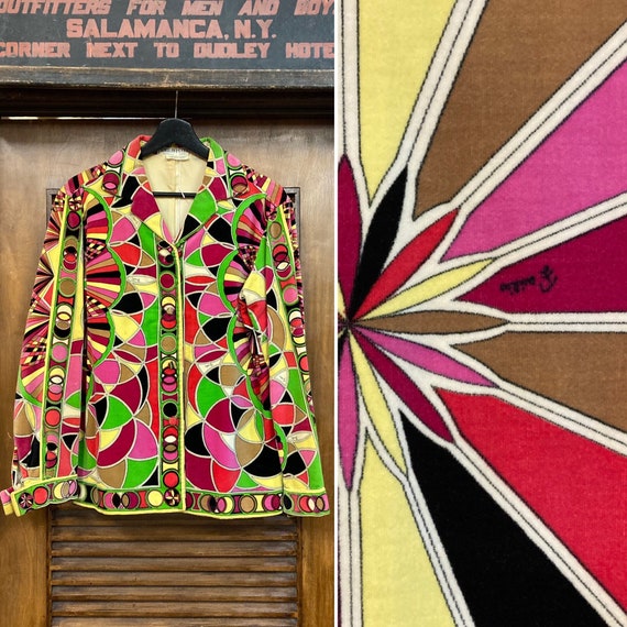 Vintage 1960’s “Emilio Pucci” Velvet Op Art Jacket