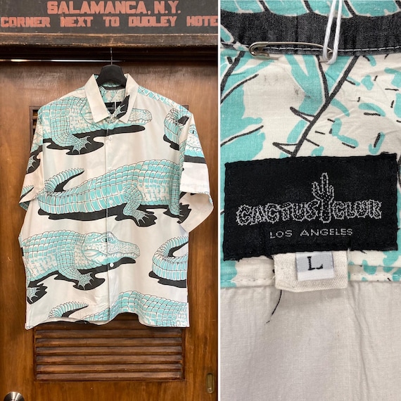 Vintage 1980's Size L “cactus Club” Atomic Crocodile Cotton New