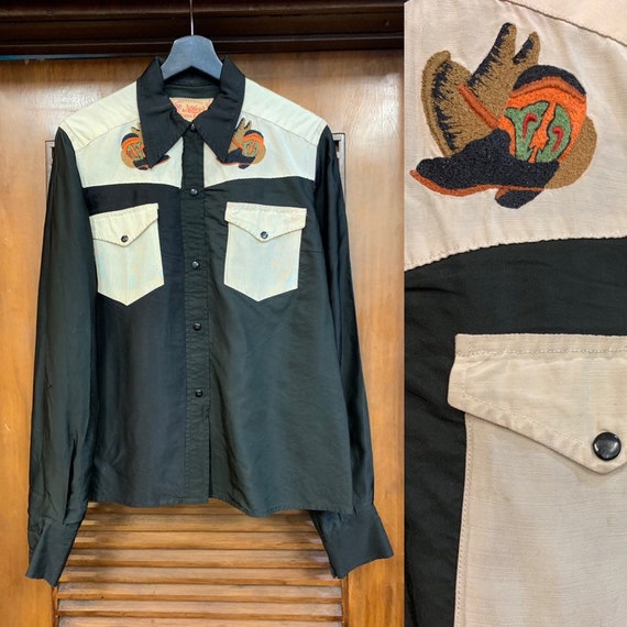 Vintage 1950’s Style Black & Cream Western Cowboy