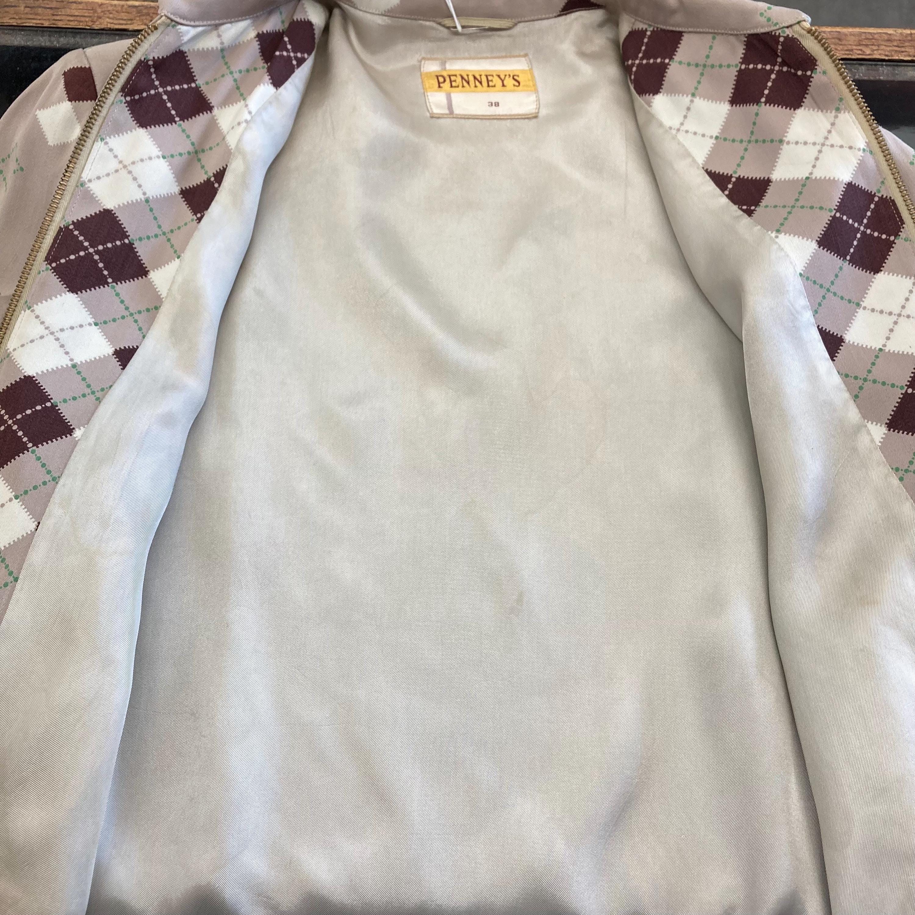 Vintage 1950's “penney's” Argyle Diamond Rayon Gabardine