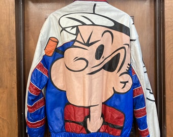 Vintage 1980's Popeye Design Hip Hop “maziar” Leather Jacket