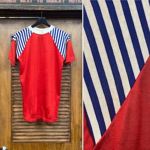 Vintage 1950’s -Deadstock- Two-Tone Stripe Durene Jersey Mod Rockabilly T-Shirt, Vintage Clothing