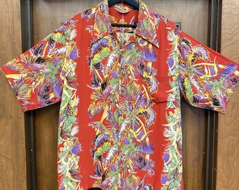 ヴィンテージ 1940 年代 サイズ L 「カメハメハ」縦花ボーダー柄