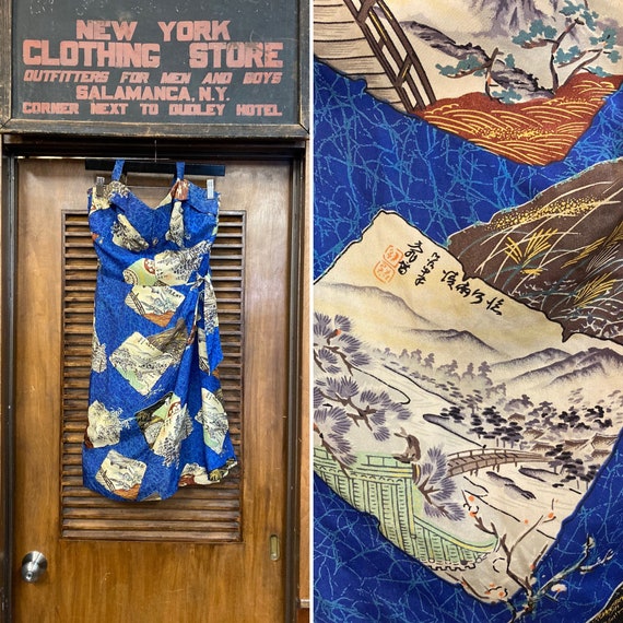 Vintage 1950’s Japanese Asian Print Silk Sarong Ha
