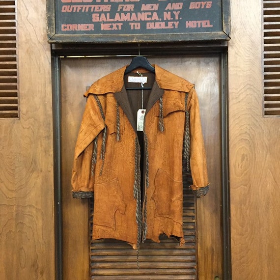 Vintage 1960's “miura” Label Leather and Yarn Traveler's Jacket