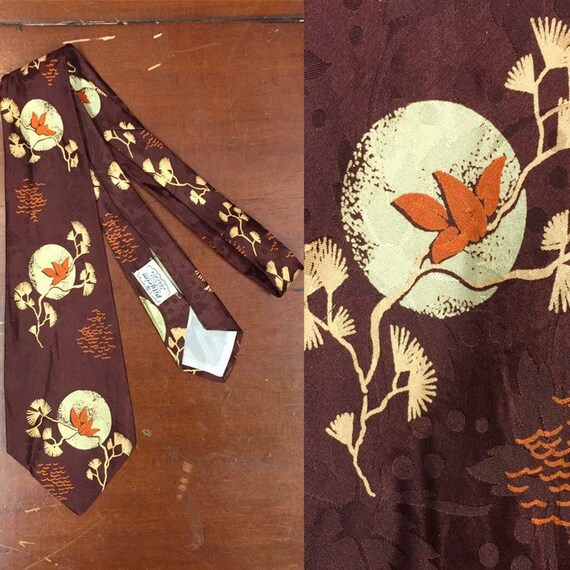 Vintage 1940s, Pilgrim, Silk, Black Pine Tree Prin