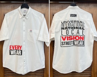 Camiseta vintage de los años 80, fechada en 1987, de algodón, para skate, estilo New Wave, marca "Vision Street Wear". Camiseta de los años 80, VSW.