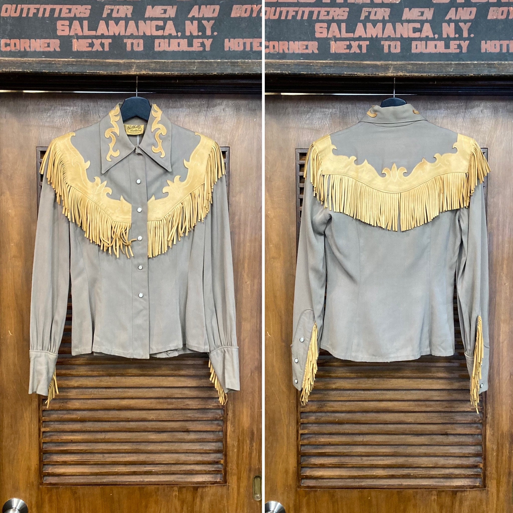 Vintage 1950's Western Cowboy Cowgirl Rayon Gabardine X