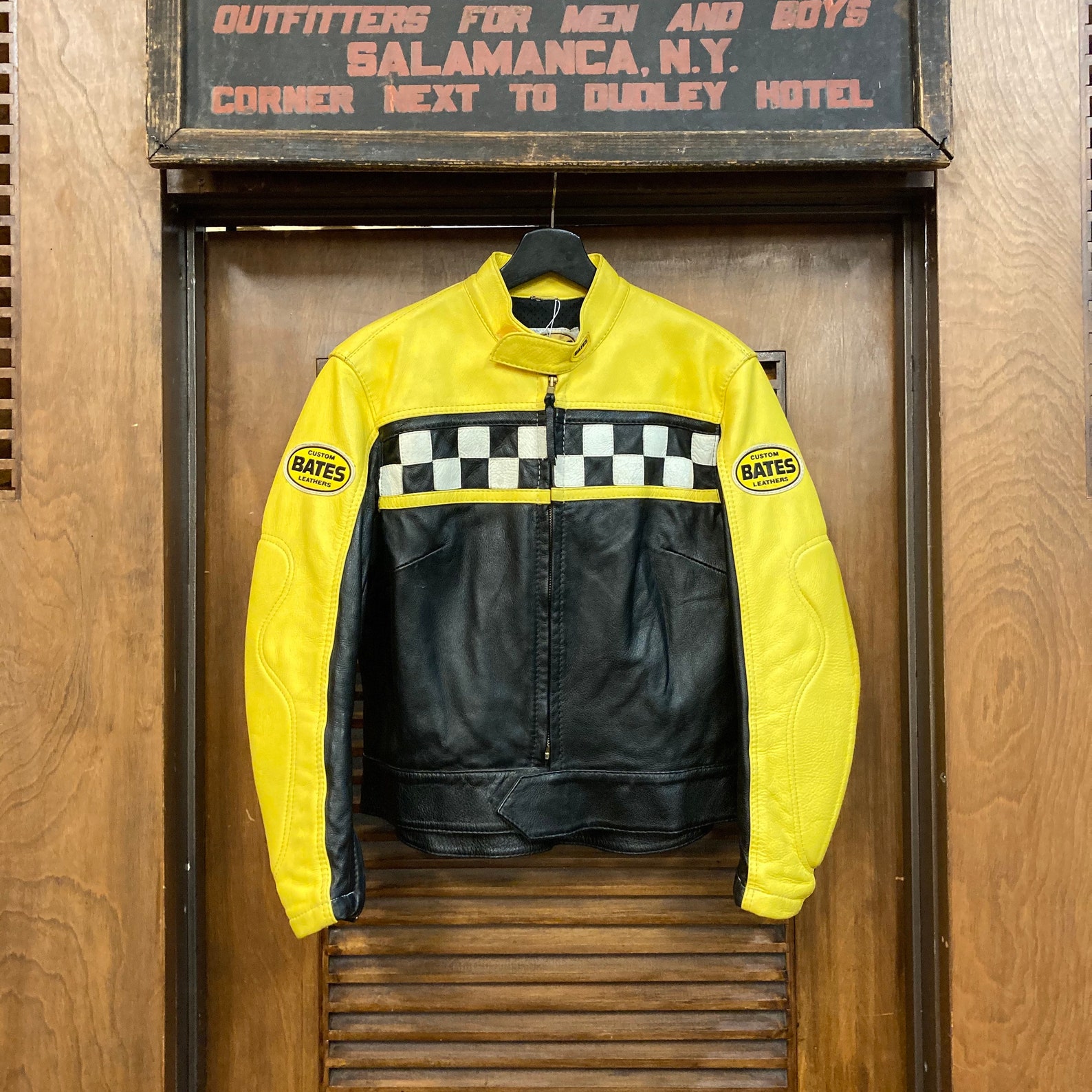 Vintage 1970s bates Race Flag Cafe Racer Leather Jacket Etsy