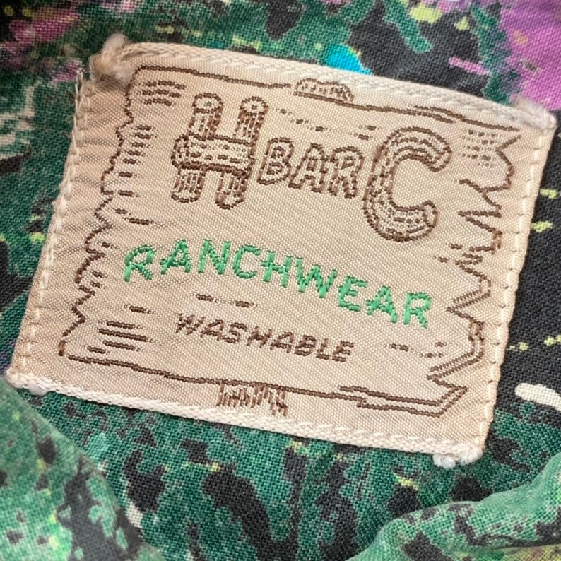 Abstract Vintage Vintage 1950/'s Vintage 1950/'s H Bar C Abstract Floral Print Western Shirt Vintage Clothing H Bar C Vintage Western