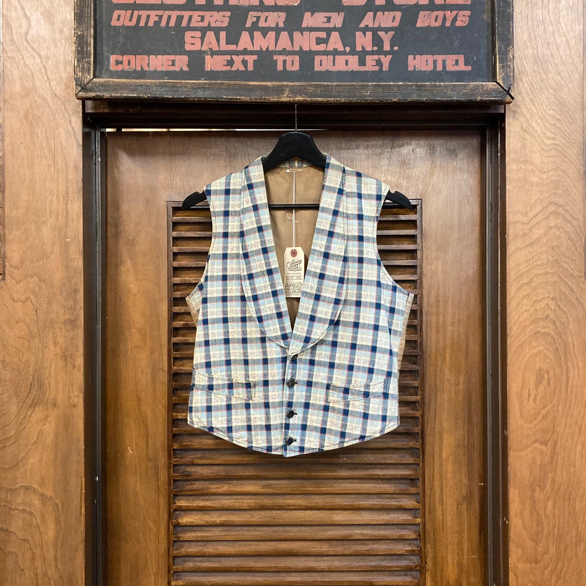 Vintage 1910s Edwardian Cotton Plaid Waistcoat Vest with Etsy