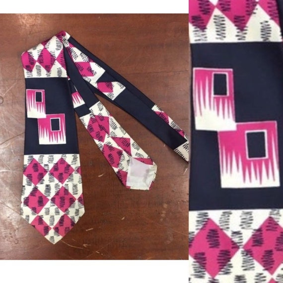 Vintage 1950s Abstract Print Rockabilly Swing Tie,