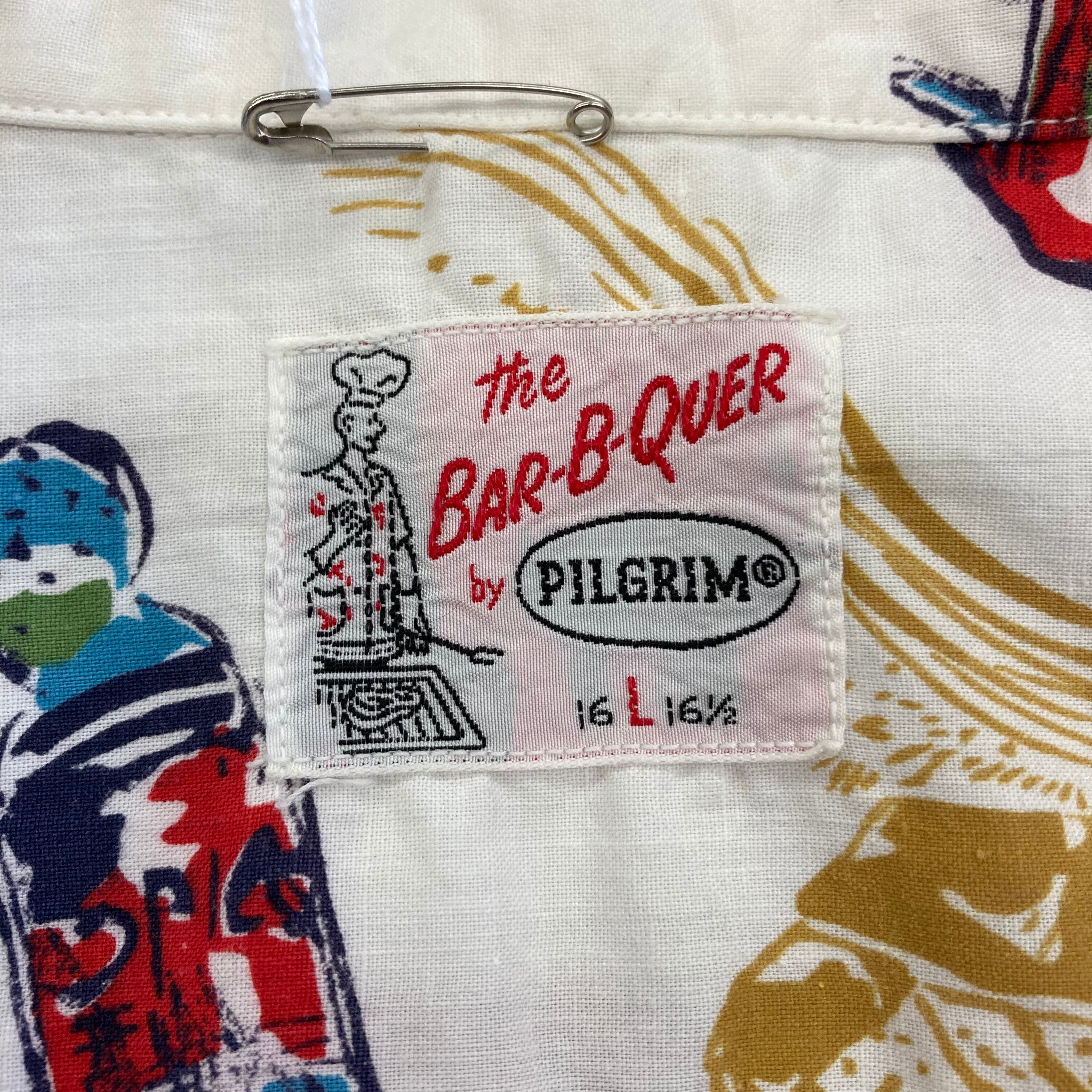 ヴィンテージ 1950 年代 サイズ L アトミック BBQ デザイン コットン 