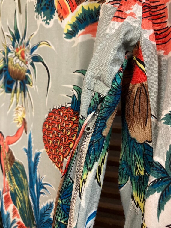 Vintage 1950’s Lauhala Hula Girl Tropical Rayon P… - image 7
