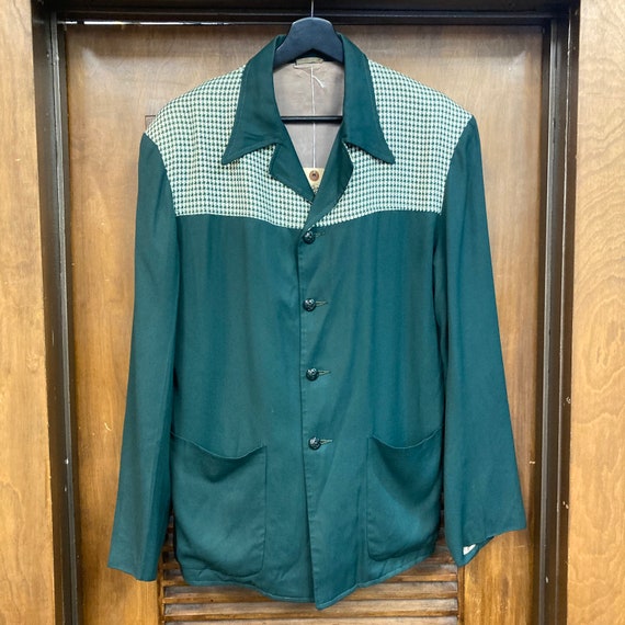 Vintage 1950s Green Two-tone Rayon Gabardine Hollywood Vintage 1950s Green Two-tone Rayon Gabardine Hollywood