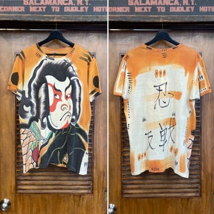 Vintage jaren 80 gedateerd 1983 Kabuki Aziatisch Japan cartoon artwork T-shirt, T-shirt jaren 80, vintage kleding