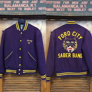 Vintage 1950s Wool Varsity Jacket Ford City Sabers, Vintage Varsity, Vintage Sportswear, Bomber, Team Sports, Vintage Clothing image 1