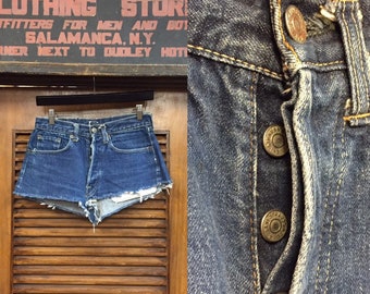 Vintage 1960’s Levi’s Big E Denim Cut Off Shorts w28, Vintage Jeans, Vintage Denim, Daisy Dukes, Button Fly, Vintage Clothing