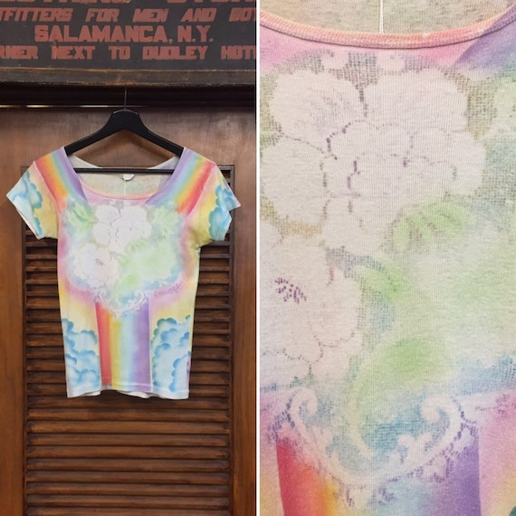 Vintage 1970’s Hippie Rainbow Psychedelic Art Tee
