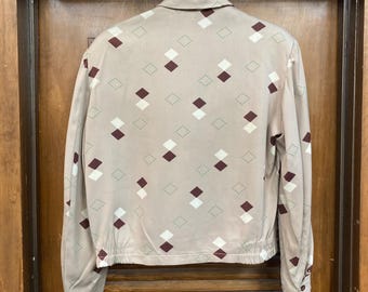 Vintage 1950's “penney's” Argyle Diamond Rayon Gabardine