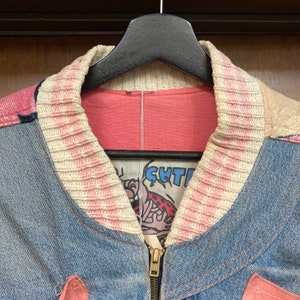 Vintage 1980s Too Cute Betty Boop Pudgy Dog Denim Patchwork Cropped Bomber Jacket, 80s Jean Jacket, Vintage Clothing image 5