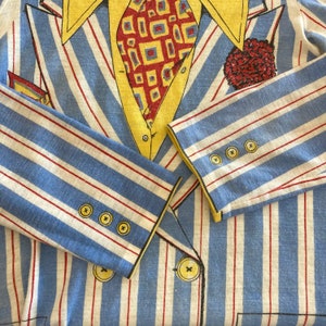 Vintage 1960s Clown Blazer Trompe LOeil Mod Glam Printed Long Sleeve T-Shirt, 60s Tee Shirt, Vintage Clothing image 7