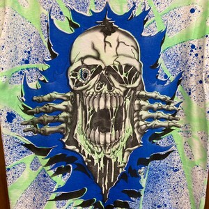 Vintage 1980s Deadstock Skull Skeleton New Wave Skate Surf Cotton T-Shirt, 80s Tee Shirt, Vintage Clothing image 9