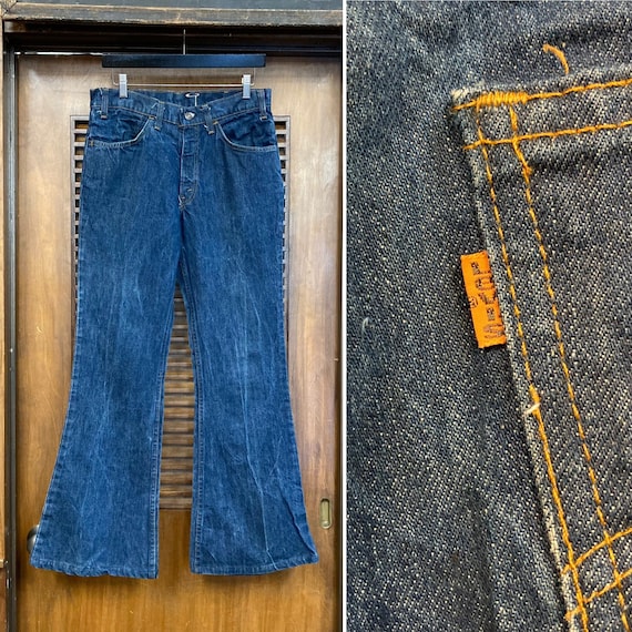 Vintage 1970’s w32 Levi’s 684 Dark Denim Flare El… - image 1