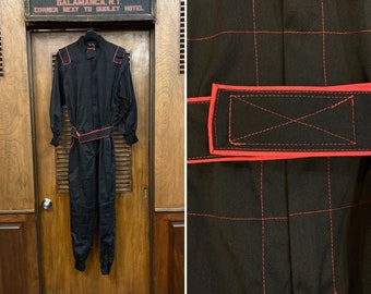 Vintage 1980’s Black and Red Windowpane Jumpsuit, Vintage Jumpsuit, 1980’s Jumpsuit, Vintage Clothing, Black Jumpsuit, Coveralls