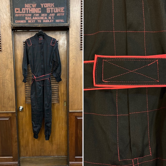Vintage 1980’s Black and Red Windowpane Jumpsuit,
