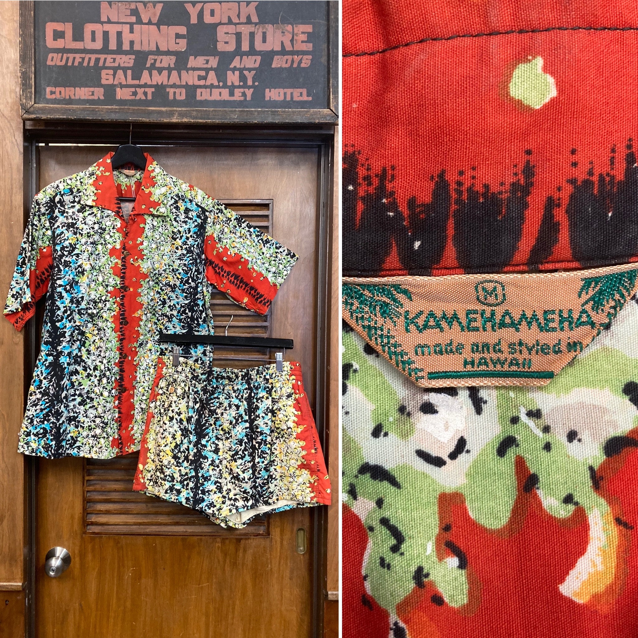 Vintage 1950's Kamehameha Tiki Two Piece Cabana Cotton