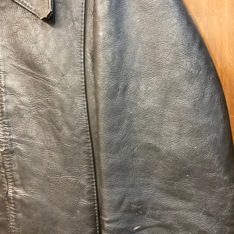 Vintage 1960s Bates Label Two-Tone Detail Leather Jacket, 60s Cafe Racer, 60s Jacket, 60s Motorcycle Jacket, Vintage Clothing image 4