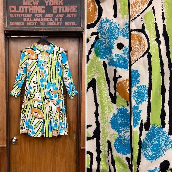 Vintage 1960’s Made in Italy “Ungaro” Mod Designer Mid Century Atomic Pattern Dress, 1960’s Dress, Mod, Atomic, Mid Century, Italy,