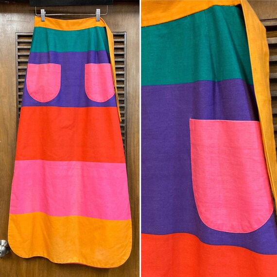 Vintage 1960’s Color Block Mod Cotton Maxi Skirt R