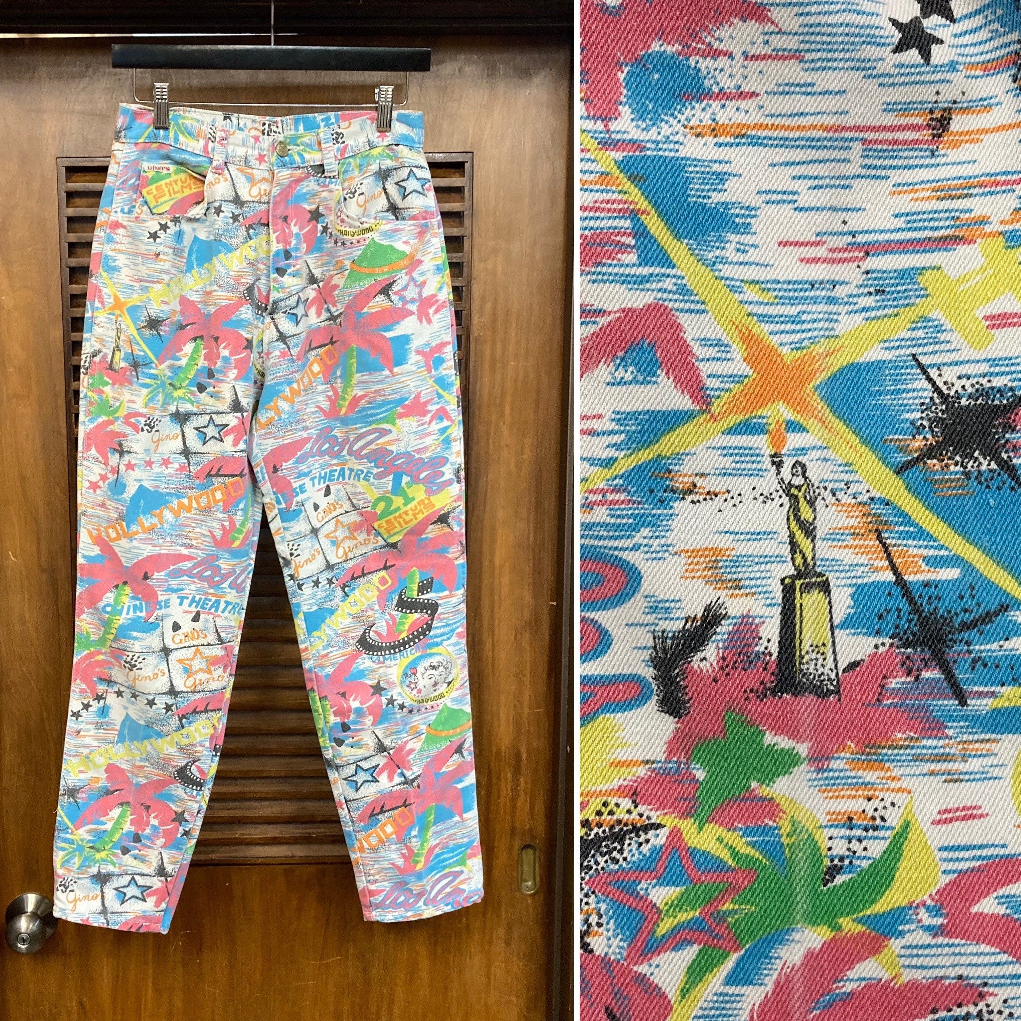 Vintage 1980's W28 Hollywood Los Angeles Pop Art New Wave Denim