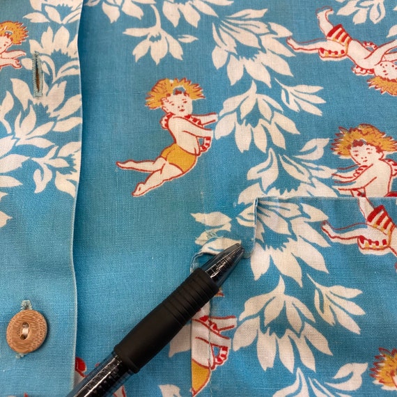 Vintage 1950’s Tiki Cherub Hawaiian Baby Cotton T… - image 9