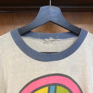 Vintage 1970s Woodstock Peace Hippie Neon Colors Ringer Original Cotton T-Shirt, 70s Tee Shirt, Vintage Clothing image 6