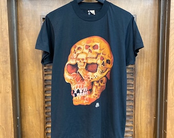 Vintage 1980's Skull With Skulls Inside Goth Punk T-shirt, Screen
