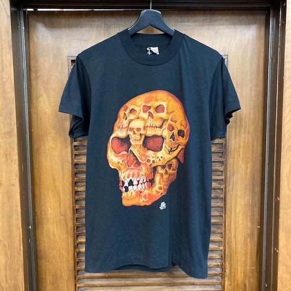 Vintage 1980's Skull With Skulls Inside Goth Punk T-shirt, Screen