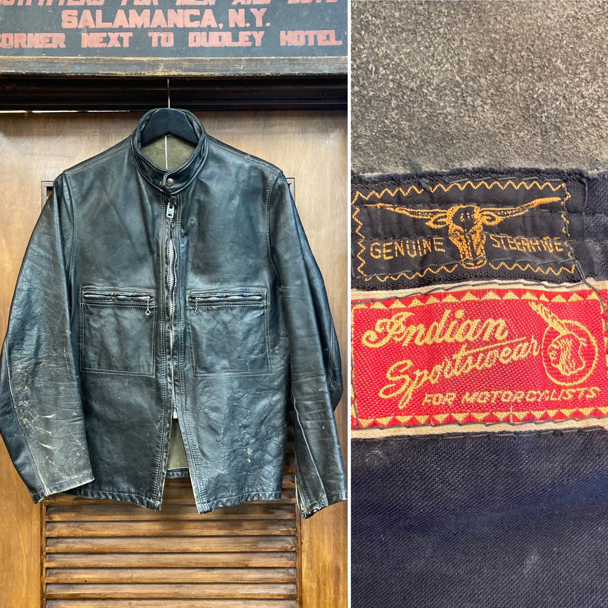 Vintage 1950's Indian Motorcycle Steer-hide Cafe Racer Vintage 1950's Indian Motorcycle Steer-hide Cafe Racer