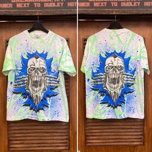 Vintage 1980s Deadstock Skull Skeleton New Wave Skate Surf Cotton T-Shirt, 80s Tee Shirt, Vintage Clothing image 1
