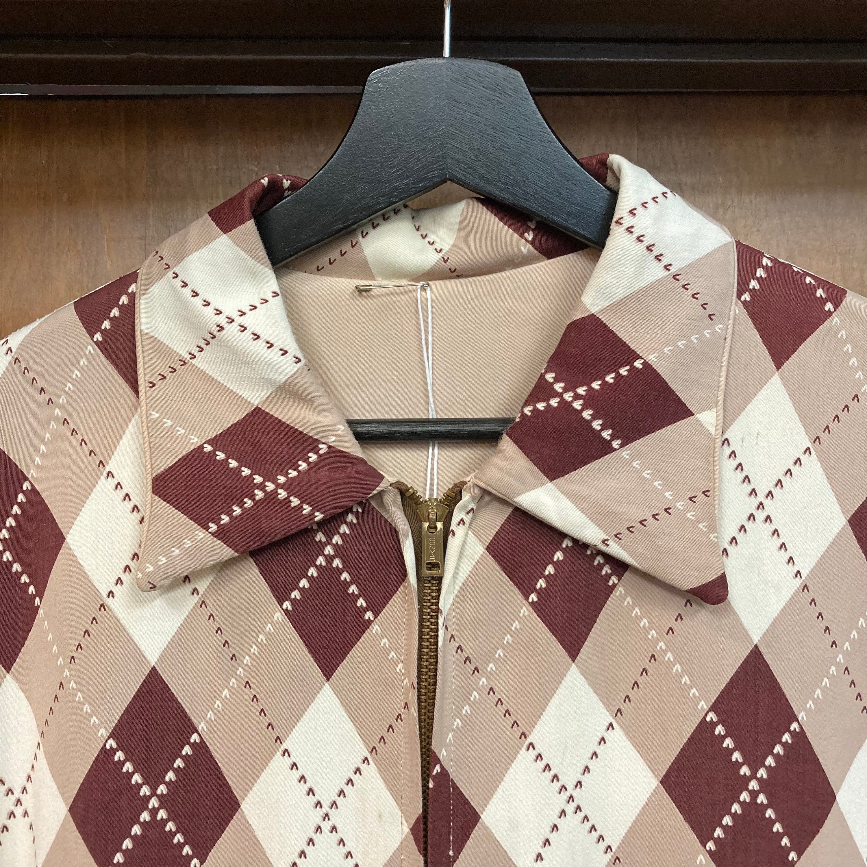 ジャケット・アウター 50s rayon gabardine jacket argyle Vintage 1950's Argyle Harlequin Diamond Rayon Gabardine