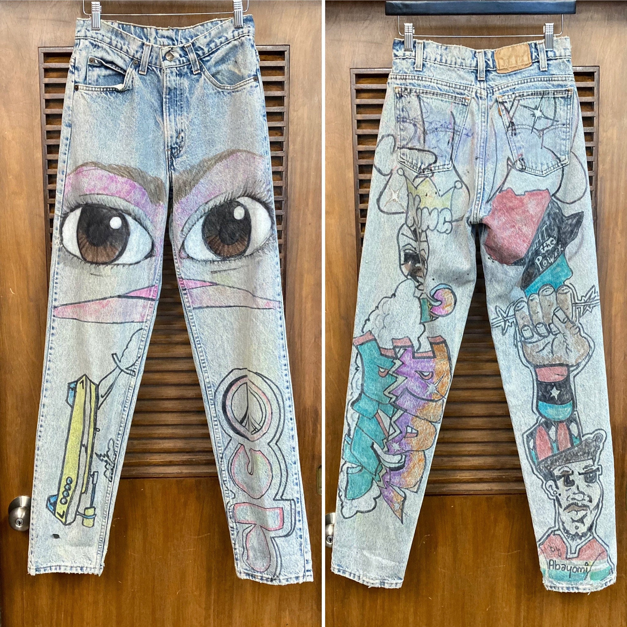 Vintage 1980s Levis Artwork Eyeball Hip Hop Denim Painted - Etsy Israel