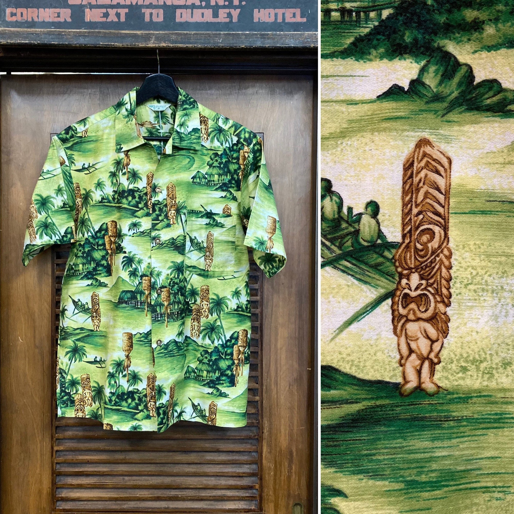 Discover Vintage 1960s Tiki Atomic Mod Cotton Tropical Hawaiian Shirt