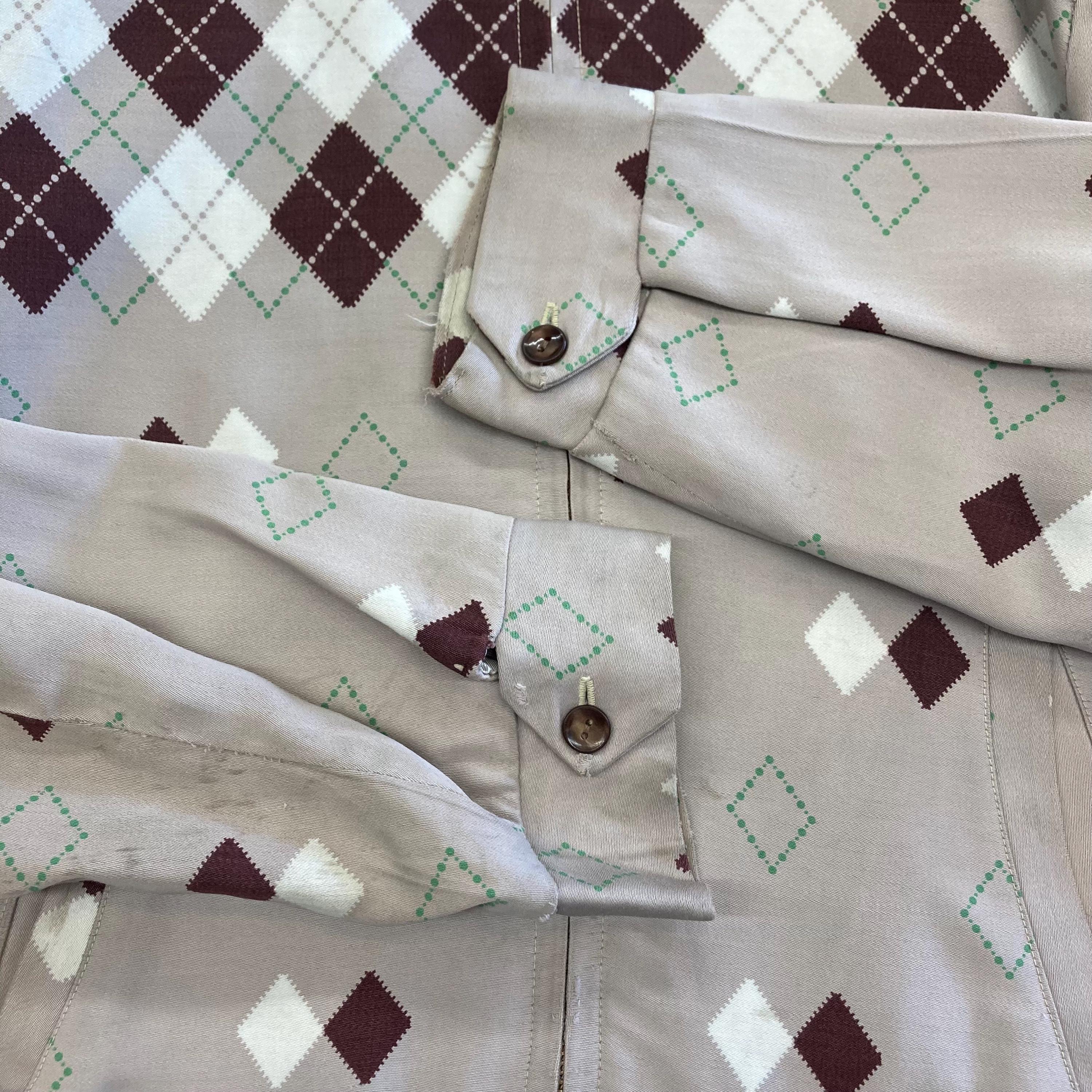 ジャケット・アウター 50s rayon gabardine jacket argyle Vintage 1950's “penney's” Argyle Diamond Rayon Gabardine