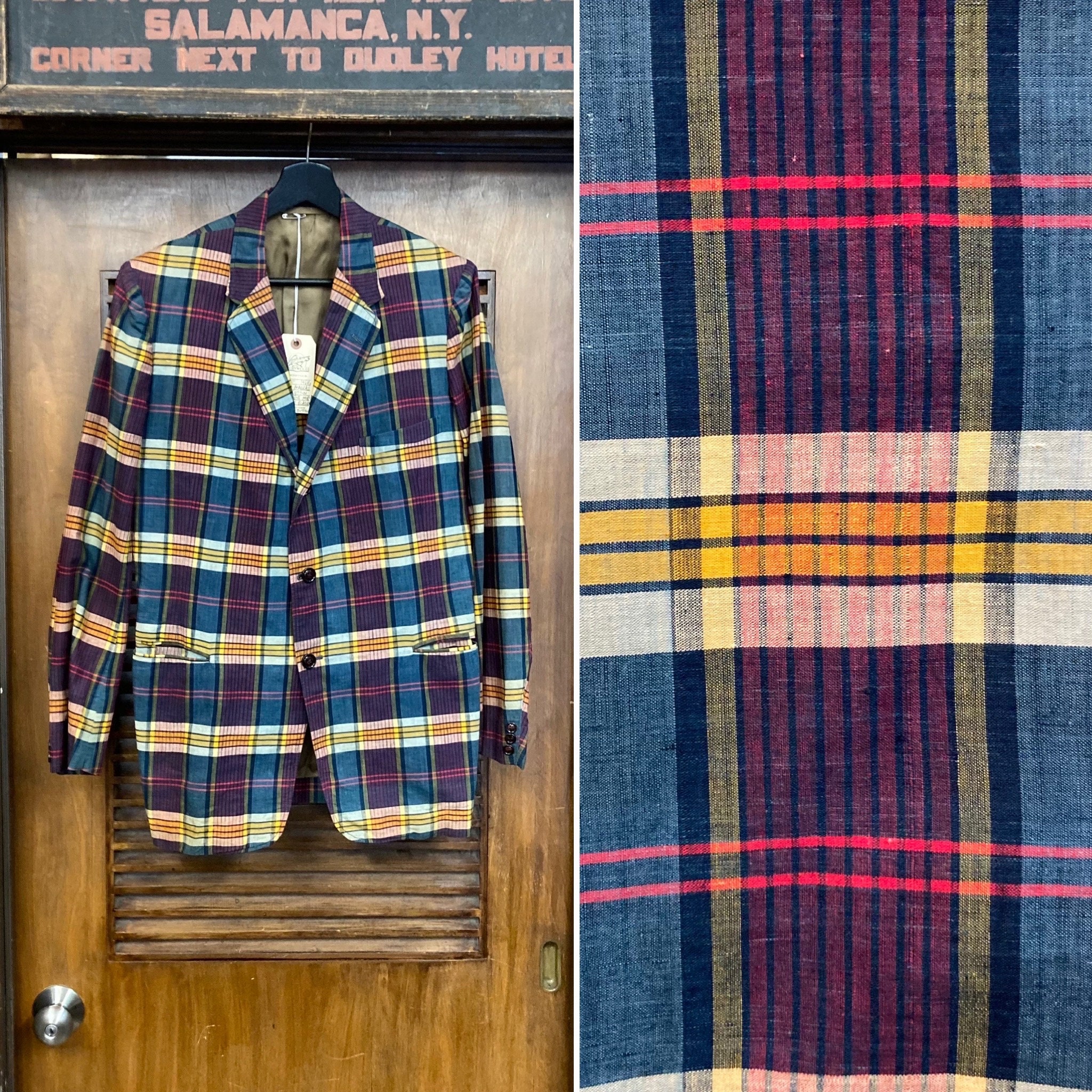 Vintage 1960's Madras Plaid Cotton Ivy League Mod Sportcoat Vintage 1960's Madras Plaid Cotton Ivy League Mod Sportcoat