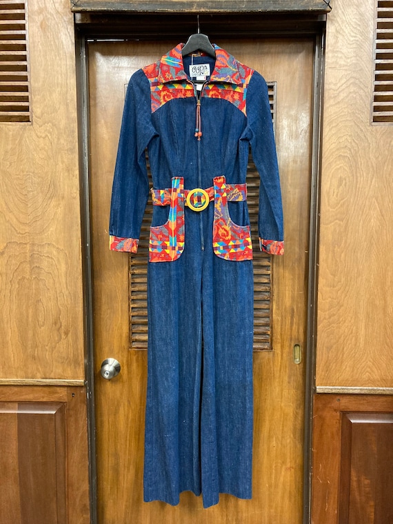 Vintage 1970’s Denim Woven Jumpsuit, Vintage Jump… - image 2